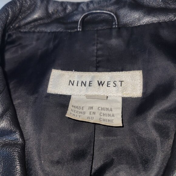 Nine West Short Black Leather BlazerJacket- Size10 - Picture 3 of 8